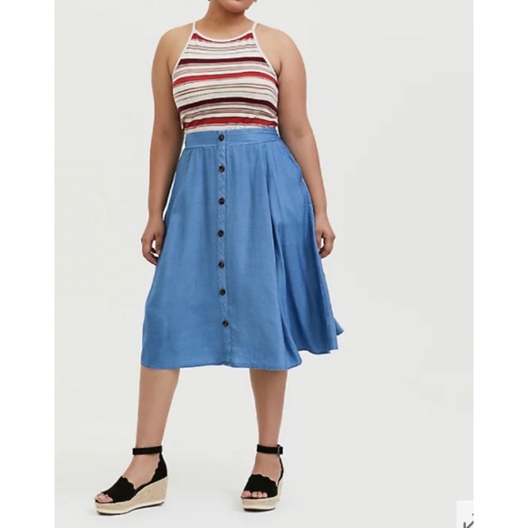 🆕 Multi Stripe Foxy High Neck Crop Top Tank 1 1X 14 16 NWOT Torrid New! - Picture 2 of 5